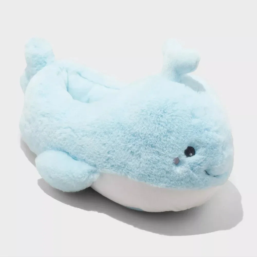 Girls' Whale Character Slippers – Cat & Jack Blue Size 13-1 New With Tags - Picture 2 of 9